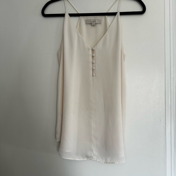 Women’s Loft Small Flowy Chiffon White Spaghetti Strap Halter Blouse - Picture 8 of 14